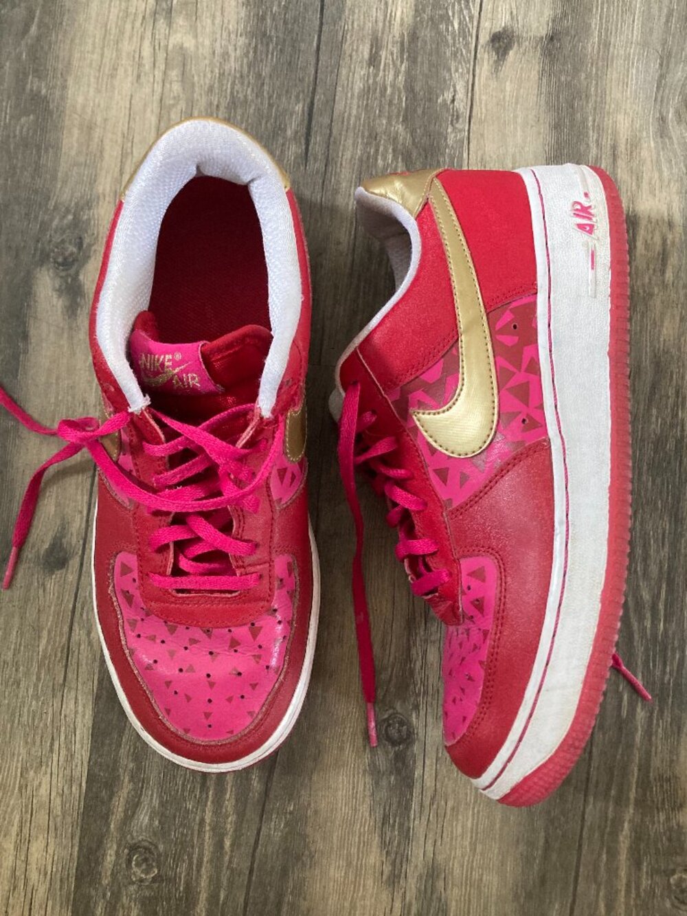 Nike Air Force 1s, Pink/Red, size 6.5Y (W size 8.5!)